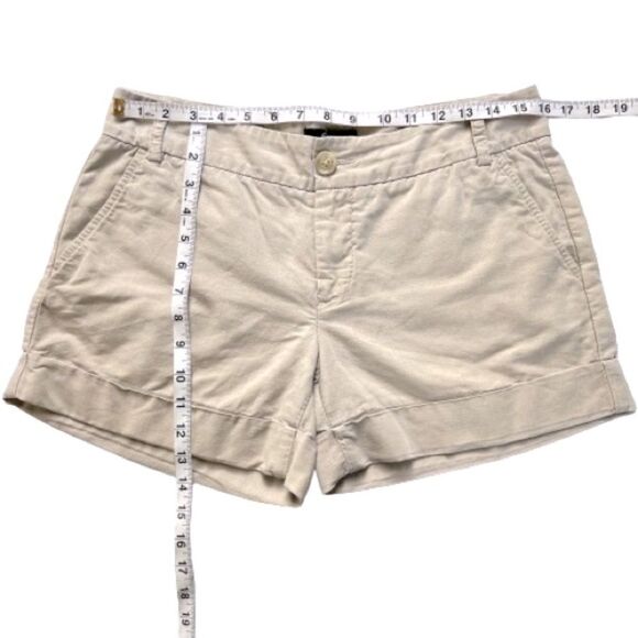 Express Linen Cotton Blend Mid-rise CreamTan Shorts Size 8 - Picture 6 of 12